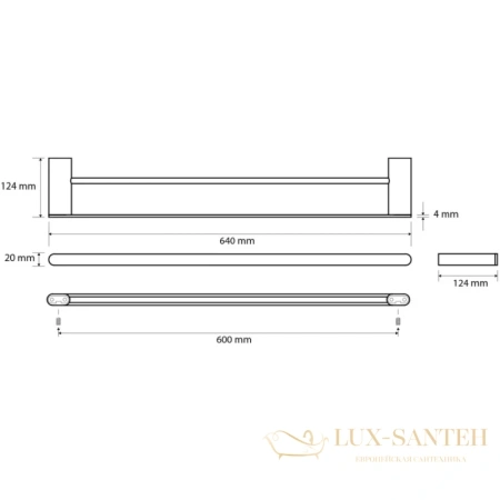 полотенцедержатель bemeta organic 167104050 64 см, двойной, черный матовый