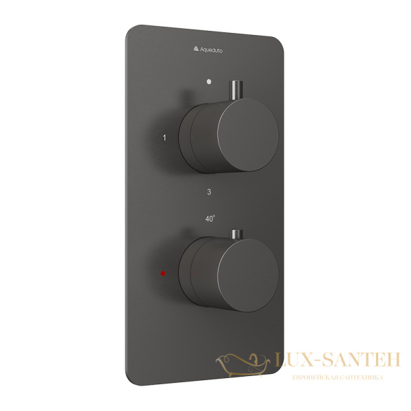 термостат для душа скрытого монтажа aqueduto aceno ace0345, со встроенной частью, на 3 выхода, оружейная сталь