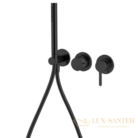 смеситель для душа встраиваемый fima carlo frattini snap f3129wx8ns, с душевым набором, на 2 выхода, черный матовый