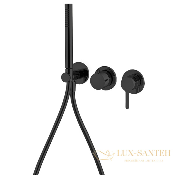 смеситель для душа встраиваемый fima carlo frattini snap f3129wx8ns, с душевым набором, на 2 выхода, черный матовый