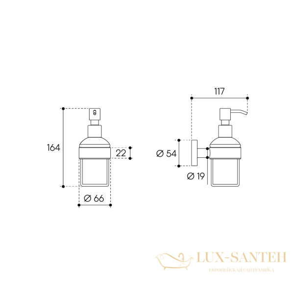 дозатор для жидкого мыла подвесной aqueduto ponto pon0445, оружейная сталь