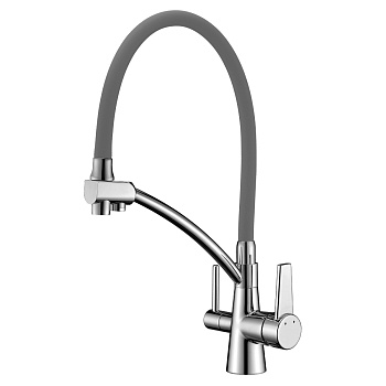 смеситель lemark comfort lm3071c-gray для кухни с подключением к фильтру питьевой водой, хром серый