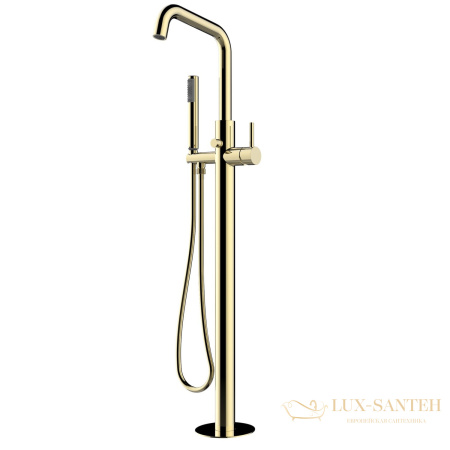 смеситель напольный для ванны bossini teo z00751.021, в комплекте со встроенной частью, золото