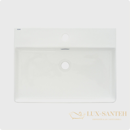 раковина накладная aquame aqm5004, 590*430 мм, 1 отверстие под смеситель, белый глянцевый