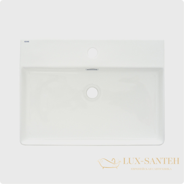 раковина накладная aquame aqm5004, 590*430 мм, 1 отверстие под смеситель, белый глянцевый