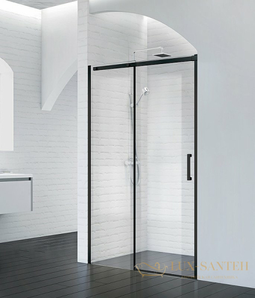 душевая дверь belbagno acqua acqua-bf-1-140-c-nero 140 см профиль черный, стекло прозрачное