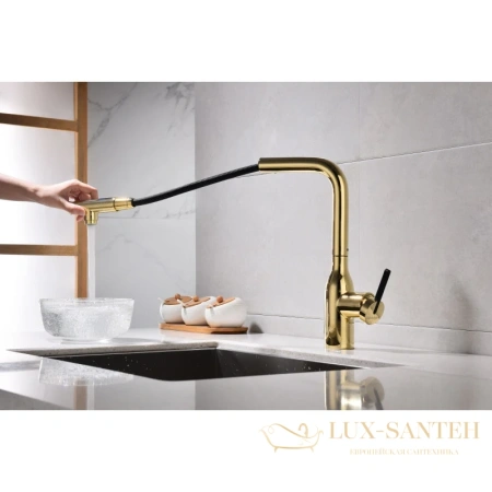 смеситель paulmark viper vi213105-g для кухни с подключением к фильтру, золотой