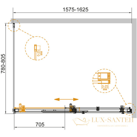 душевой уголок cezares stylus-soft stylus-soft-ah-1-160/80-c-cr 160x80 профиль хром, стекло прозрачное
