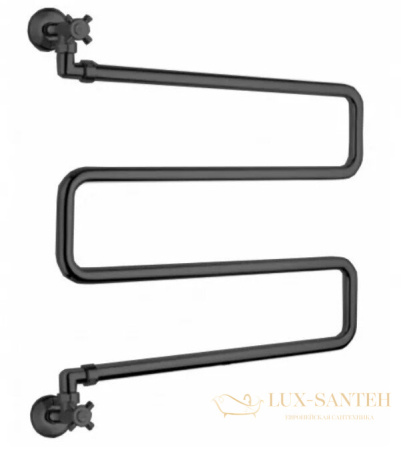 полотенцесушитель водяной, поворотный, 64,5x63,5,  margaroli vento 400spno, черный матовый 