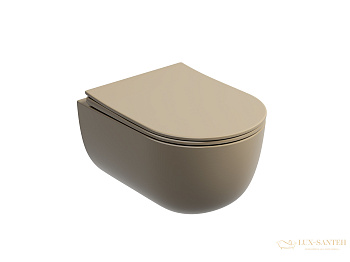 унитаз подвесной ceramica nova modena cn6063mc безободковый, с сиденьем микролифт, капучино матовый