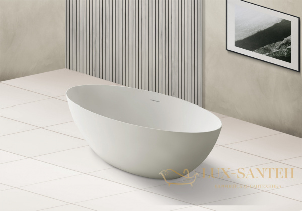 ванна свободностоящая из искусственного камня abber stein as9625-1.7, 170х80х52h см, белый матовый 