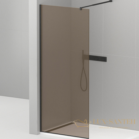 душевая перегородка cezares liberta liberta-l-1-120-br-nero 120 см профиль черный матовый, стекло бронзовое