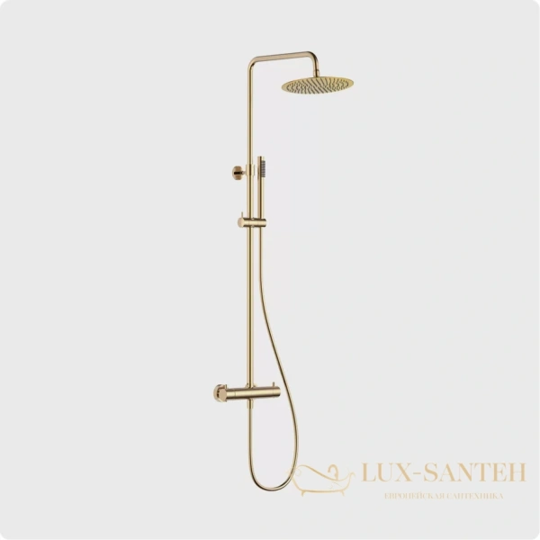 душевая система для душа aquame aqm8006gg, с термостатом, золотой глянцевый