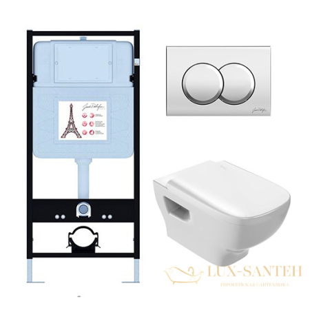 комплект jacob delafon odeon struktura edf103-cp, унитаз, инсталляция, сиденье микролифт, панель смыва, хром глянцевый