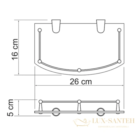 полка стеклянная wasserkraft bm k-588 26 см, хром