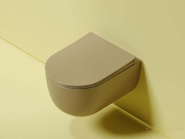 унитаз подвесной ceramica nova modena cn6063mc безободковый, с сиденьем микролифт, капучино матовый