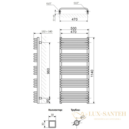 полотенцесушитель электрический terma alex 114x50 белый матовый, ral9016