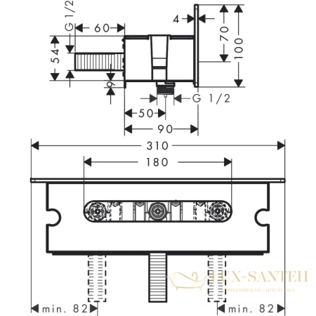 шланговое подсоединение hansgrohe fixfit 26456400 с держателем porter 300 и полкой, белый/хром