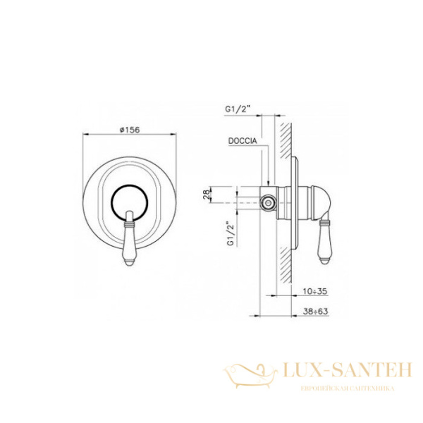 смеситель для душа встраиваемый nicolazzi el capitan, 3406cr75, внешняя часть, 1 источник, хром