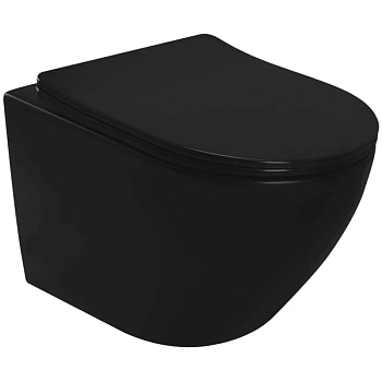 подвесной безободковый унитаз rea carlo mini rea-c8489 с сиденьем микролифт, черный матовый