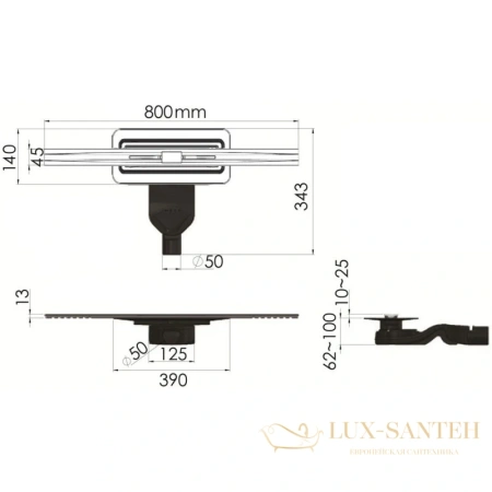душевой канал berges simpel 092112 800 мм, золото