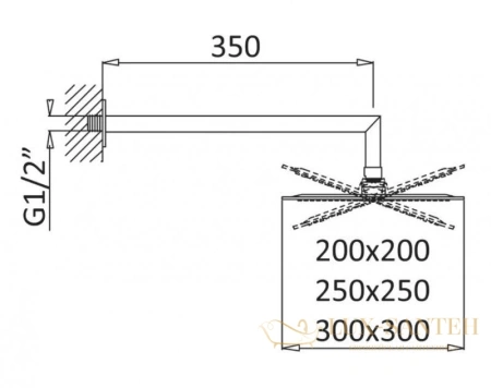 верхний душ cezares porta porta-tddq-30-bio 300 мм, белый матовый
