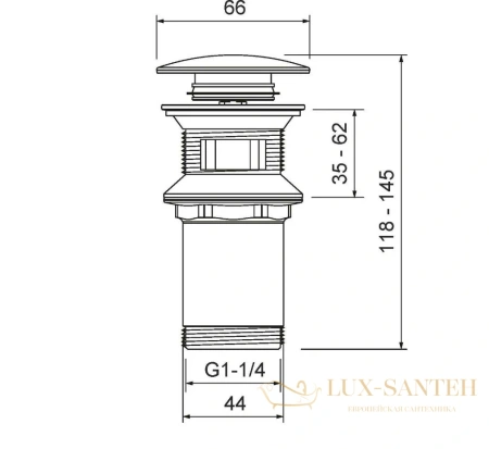 донный клапан с переливом  timo 8011/13, никель брашированный