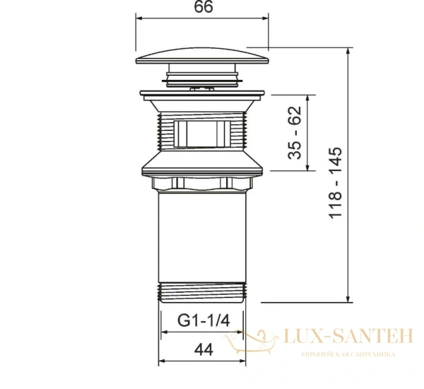 донный клапан с переливом  timo 8011/13, никель брашированный
