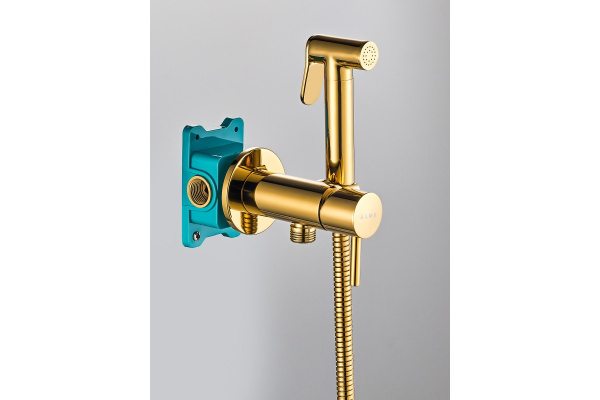 гигиенический душ со смесителем almaes benito al-859-08, цвет  золотой