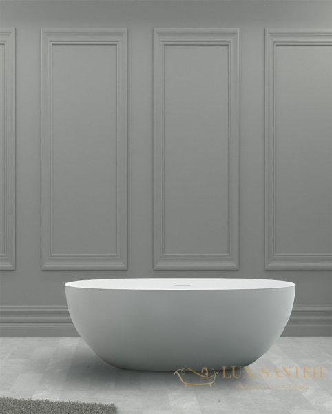 ванна свободностоящая из искусственного камня abber stein as9624-1.7, 170х75х55h см, белый матовый 