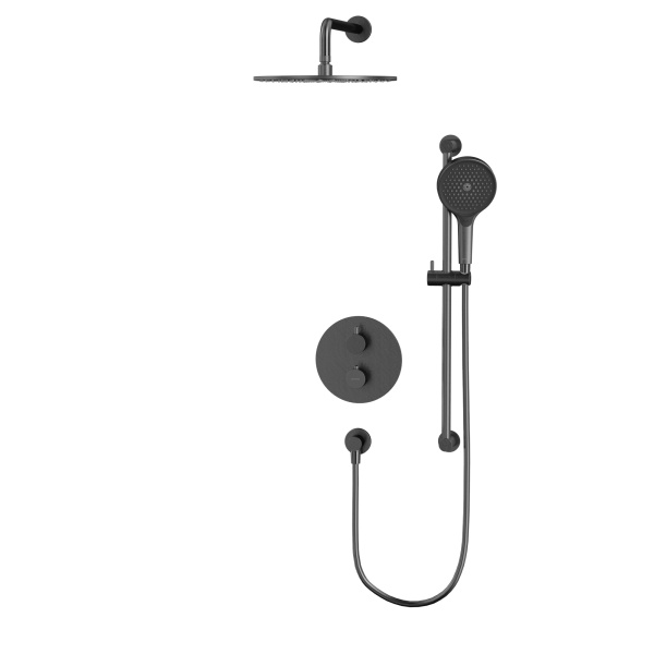 термостатическая душевая система скрытого монтажа whitecross y, yset09topgm, оружейная сталь