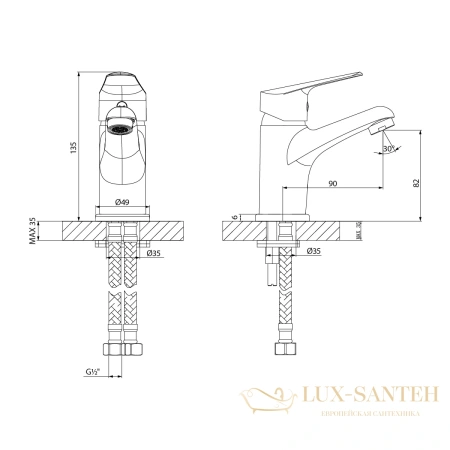 смеситель для раковины lemark partner lm6506c, хром