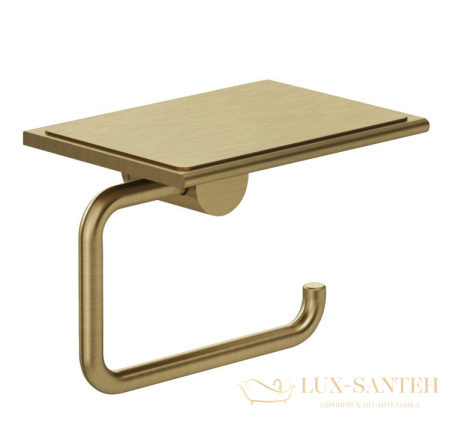 держатель для туалетной бумаги с полкой для телефона  kludi vela r, 58971n0, золото брашированное