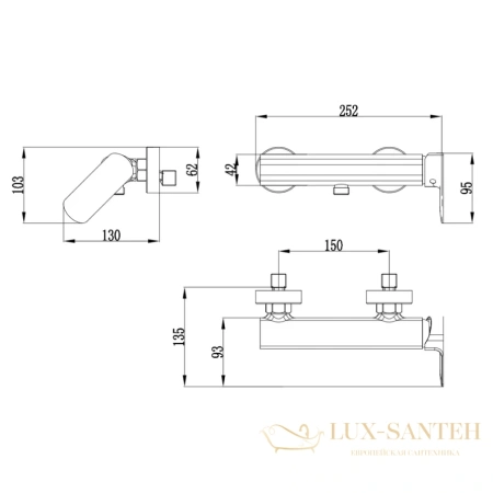 смеситель для  душа aquame monza aqm6313gm, с душевым набором, золото брашированное