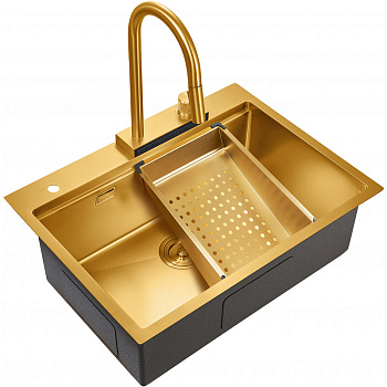 кухонная мойка milacio denia mc.77418 68 см, золото
