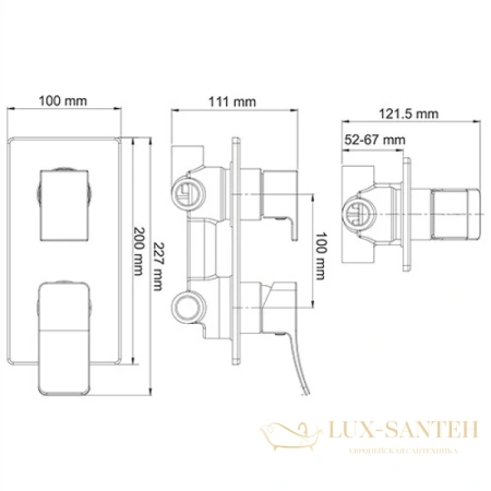 душевой комплект wasserkraft aller a171668 300х200 мм, хром