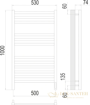 полотенцесушитель электрический terminus ното 4670078526519 п12 500x1000