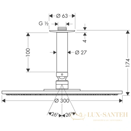 верхний душ hansgrohe raindance s 300 air 1jet хром 26600000