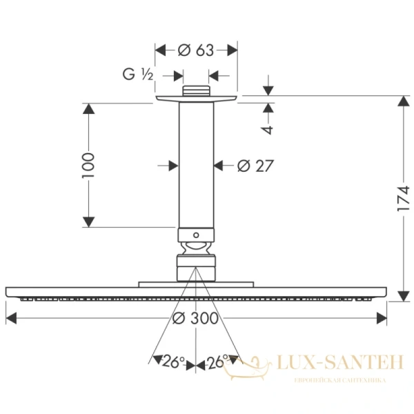 верхний душ hansgrohe raindance s 300 air 1jet хром 26600000