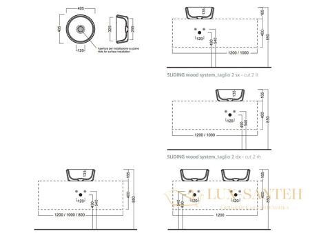раковина накладная hatria pencil y1ge01, без отверстий для смесителя, без перелива, 40x40x16.5 см, белый глянцевый 