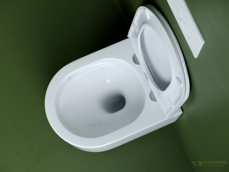 унитаз подвесной ceramica nova ulma, cn4006t, смыв торнадо, безободковый, с сиденьем микролифт, белый