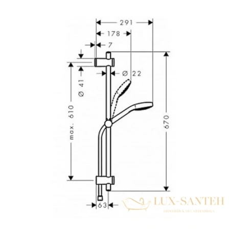 душевой гарнитур hansgrohe myselect e multi unica set 26713400 хром