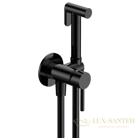 гигиенический набор со встроенным смесителем aquame siena aqm6217mb, черный матовый