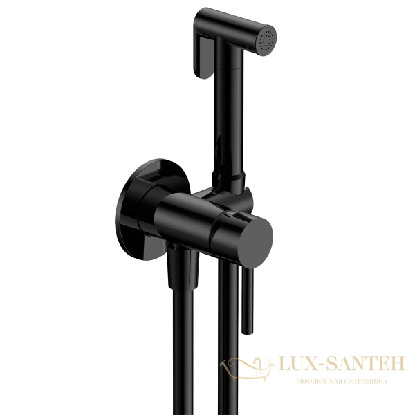 гигиенический набор со встроенным смесителем aquame siena aqm6217mb, черный матовый
