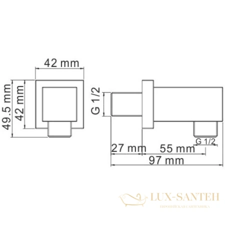 подключение для душевого шланга wasserkraft a089, хром