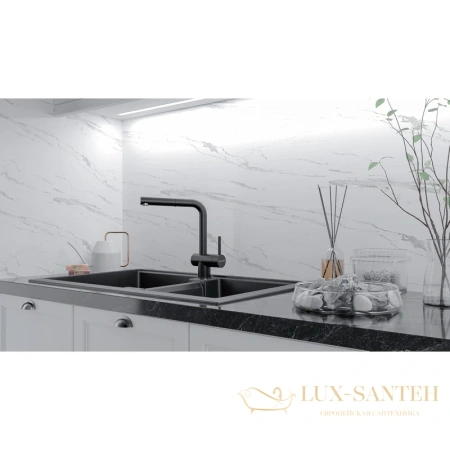 смеситель paulmark dosse do214418-401 для кухни, хром/антрацит