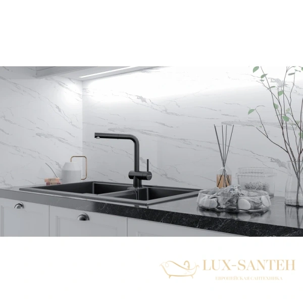 смеситель paulmark dosse do214418-401 для кухни, хром/антрацит