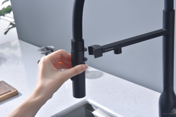 смеситель для кухни под фильтр с гибким изливом paulmark magneto one ma213188-an, антрацит