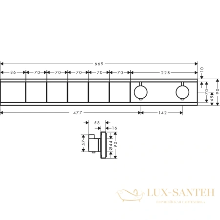 термостат для ванны hansgrohe rainselect на 5 потребителя 15384700, белый матовый