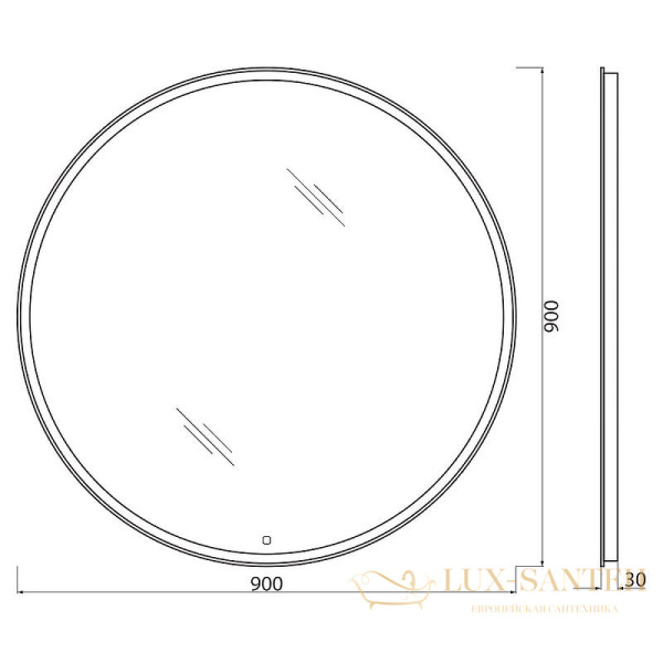 зеркало belbagno spc spc-rng-900-led-tch с подсветкой, с сенсорным выключателем